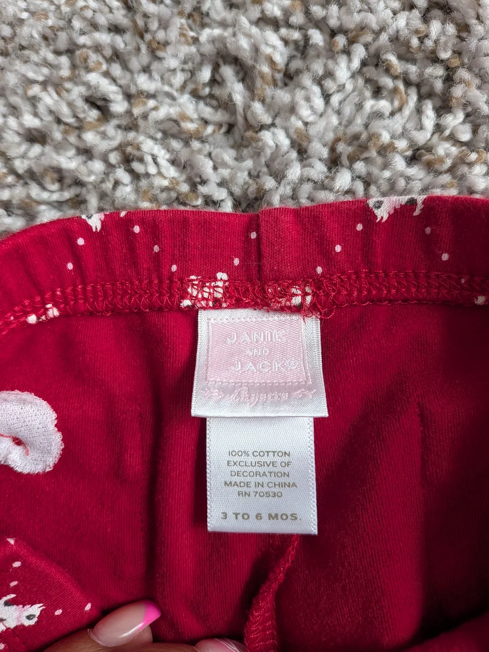 Janie and Jack Red Leggings with White Dog Print Size 3/6 Months